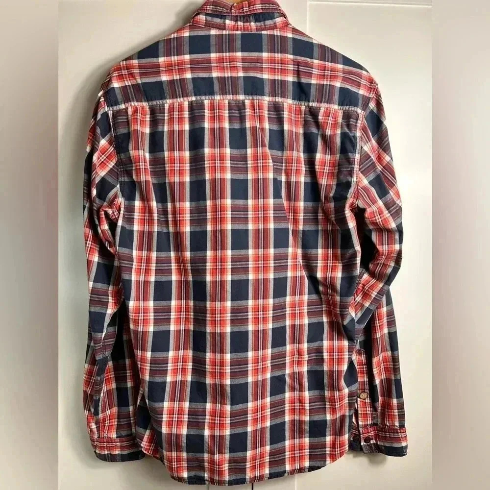 🚨Sale- Jack & Jones vintage-style plaid casual button-down shirt L cotton Wester - Picture 7 of 9